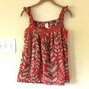 Forever 21 Mod Print Flowy Tank Top, Chili/Smoke, Size S